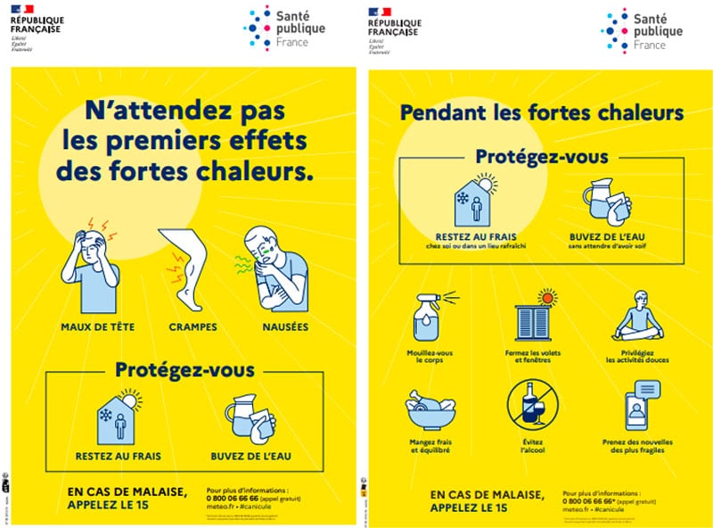 Plan Canicule en résidence seniors. Affiche des Gestes importants